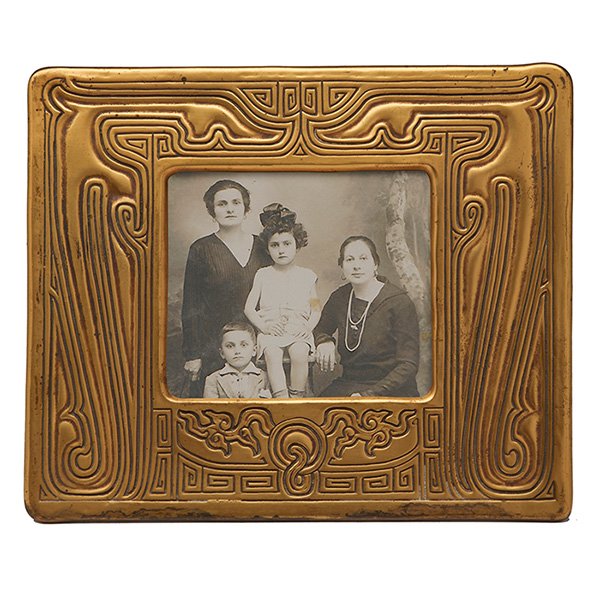 Tiffany Studios Chinese calendar frame, #1757 9"w x: Tiffany Studios, Chinese calendar frame, #1757, New York, NY, gilt bronze, stamped signature, numbered, 9"w x 7.25"h