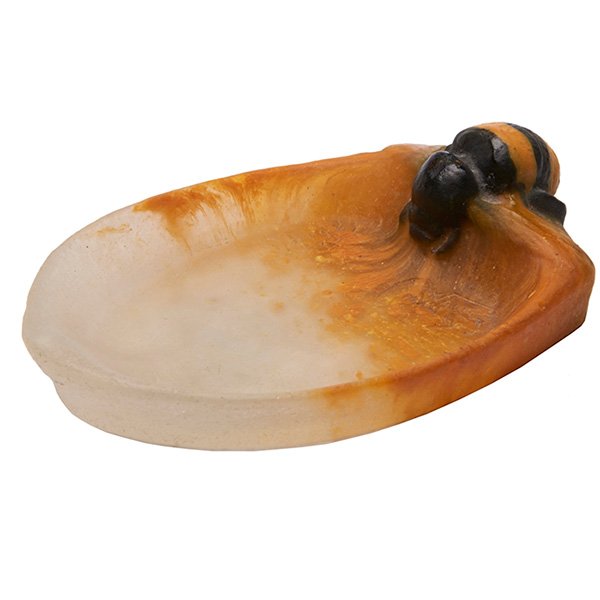 Amalric Walter (1870-1959) & Henri Bergé (1870-1937): Amalric Walter (1870-1959) & Henri Berge (1870-1937), Bumble Bee vide poche, France, circa 1920, pate de verre , signed, 4"w x 2.5"d x 1"h, Property from: The Warshawsky Collection, Chicago, Illinois