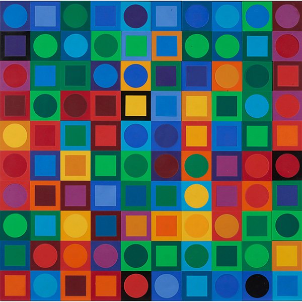 Victor Vasarely, (French/Hungarian, 1906-1997),: Victor Vasarely, (French/Hungarian, 1906-1997), Planetary Folklore Participations N. 1, 1969, plastic, signed on verso, edition of 3000 , 19.75" x 19.75", Property from: The Warshawsky Collection, Chi