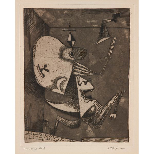 Kurt Seligmann, (Swiss, 1900-1961), Vampire No. 11,: Kurt Seligmann, (Swiss, 1900-1961), Vampire No. 11, 1929, etching, signed and titled in pencil in the margin, edition of 100, 10.5" x 8.75", Provenance: Property from the Estate of Frank Ternenyi, Chi