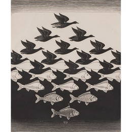 M.C. Escher, (Dutch, 1898-1972), Sky and Water I, 1938,