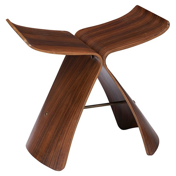 Sori Yanagi Butterfly stool 17"w x 12.24"d x 15.5"h: Sori Yanagi, Butterfly stool, rosewood. brass, 17"w x 12.24"d x 15.5"h