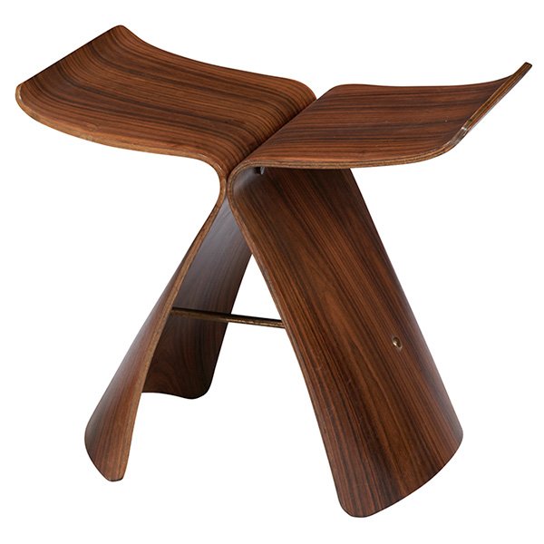 Sori Yanagi Butterfly stool 17"w x 12.24"d x 15.5"h: Sori Yanagi, Butterfly stool, rosewood, brass, 17"w x 12.24"d x 15.5"h