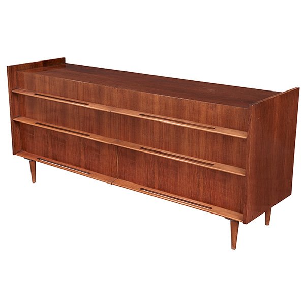 Edmund Spence dresser / cabinet 72"w x 20.5"d x 32.5"h: Edmund Spence, dresser / cabinet, Sweden, 1950s, walnut, birch, stamped "Made in Sweden", 72"w x 20.5"d x 32.5"h