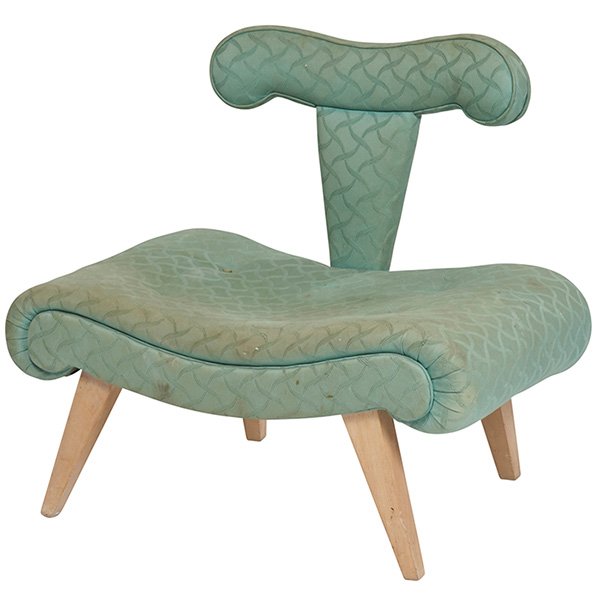 Grosfeld House boudoir / vanity chair 31"w x 22"d x: Grosfeld House, boudoir / vanity chair, 1940s, wood, upholstery, 31"w x 22"d x 28"h