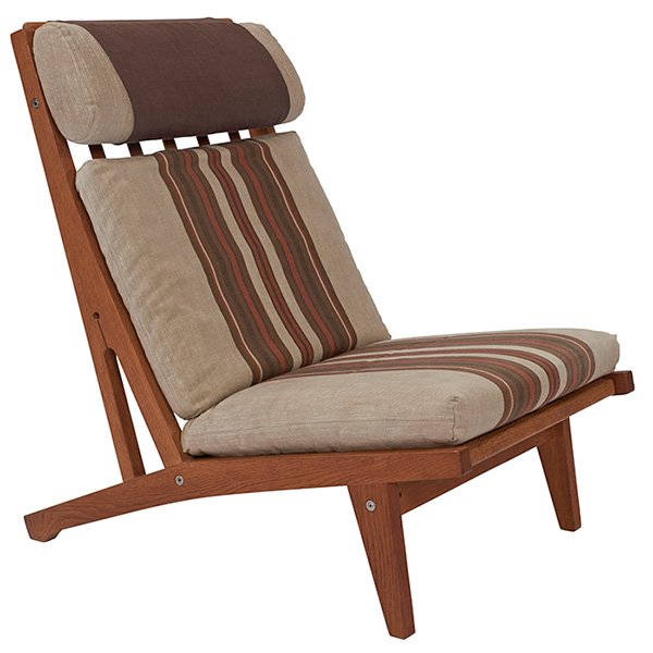 Hans Wegner lounge chair, model GE375 25"w x 36.5"d x: Hans Wegner, lounge chair, model GE375, Getama, Denmark, oak, original upholstery, signed with branded mark, 25"w x 36.5"d x 37.5"h