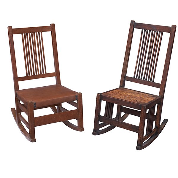 Gustav Stickley spindle sewing rocker, #377 18"w x 22"d (1 of 1)