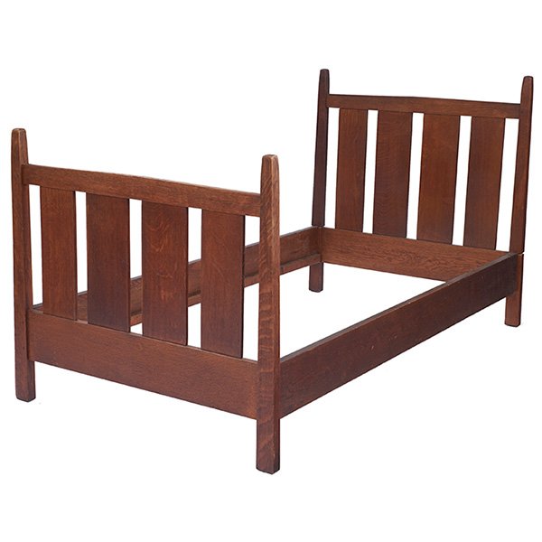Gustav Stickley three-quarter bedstead, #923 Interior: (1 of 1)