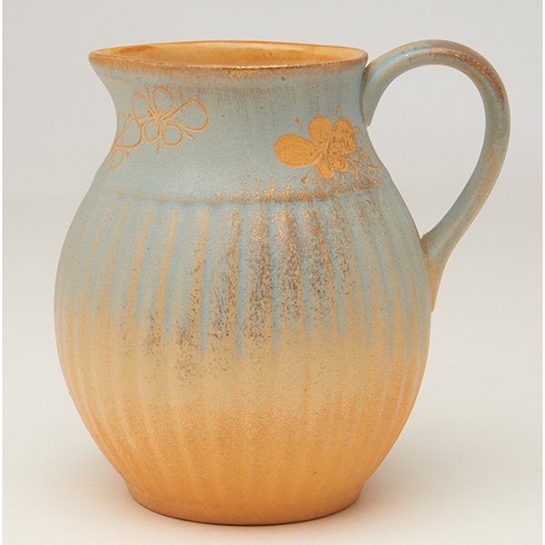 Rookwood Pottery Cherry Blossom creamer, #193 4"w x 4"h: Rookwood Pottery, Cherry Blossom creamer, #193, Cincinnati, OH, 1886, Limoges glazed ceramic, marked, numbered, 4"w x 4"h