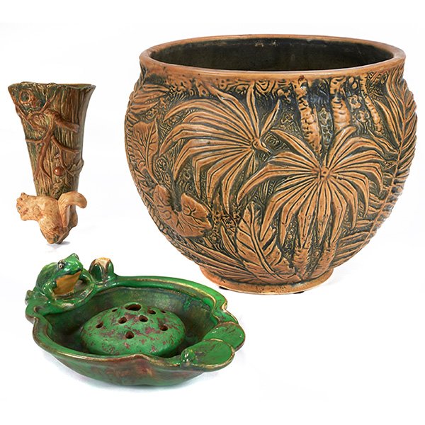 The Weller Pottery Company Coppertone low vase and (1 of 1)