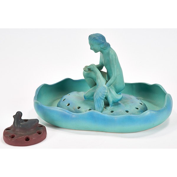 Van Briggle Leda and the Swan flower frog, #37 and (1 of 1)