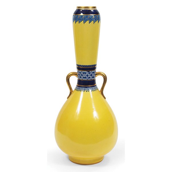 Minton vase 10"dia x 24.5"h: Minton, vase, England, polychrome glazed porcelain, signed, 10"dia x 24.5"h
