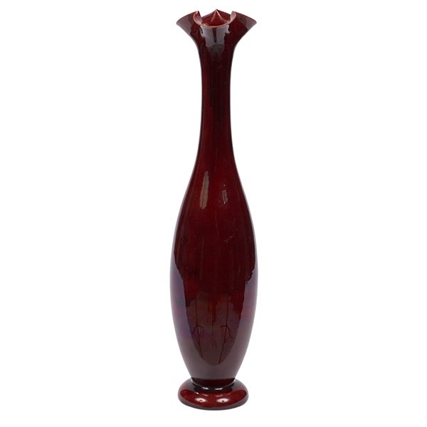 Jerome Massier (1850-1916) Oxblood vase 4"dia x 17.75"h: Jerome Massier (1850-1916), Oxblood vase, Vallauris, France, glazed pottery, unsigned, 4"dia x 17.75"h
