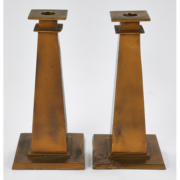 Arts & Crafts Style candlesticks, pair 3.75"w x 3.75"d (1 of 1)