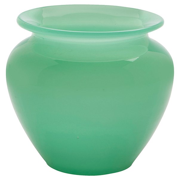 Steuben Glass Works Jade Green vase 3"dia x 2.5"h (1 of 2)