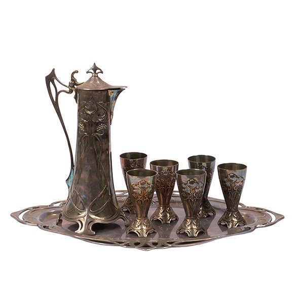 WMF eight-piece coffee set, #437 tray: 21"w x 14"d x (1 of 1)