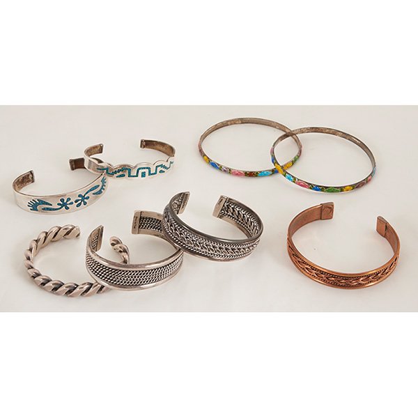 Mexican group of six cuff bracelets and two bangles (1 of 1)