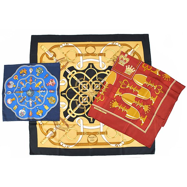 Hermes two scarves: equestrian and chess pieces each: (1 of 1)