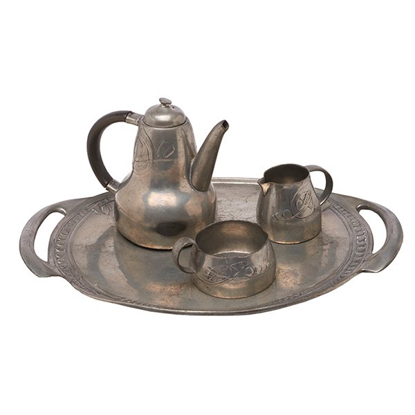 Liberty & Co. four-piece tea service tray" 14"w (1 of 1)