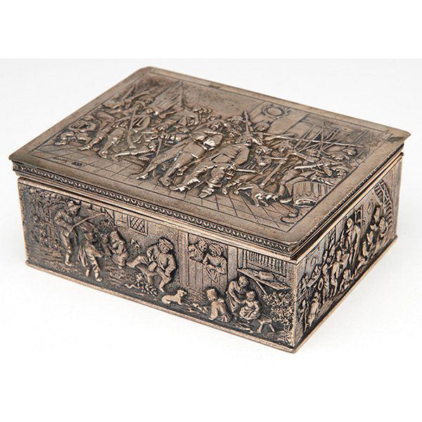 Dutch Silver cigarette box 4 1/2"w x 3 1/3"d x 1 7/8"h (1 of 1)