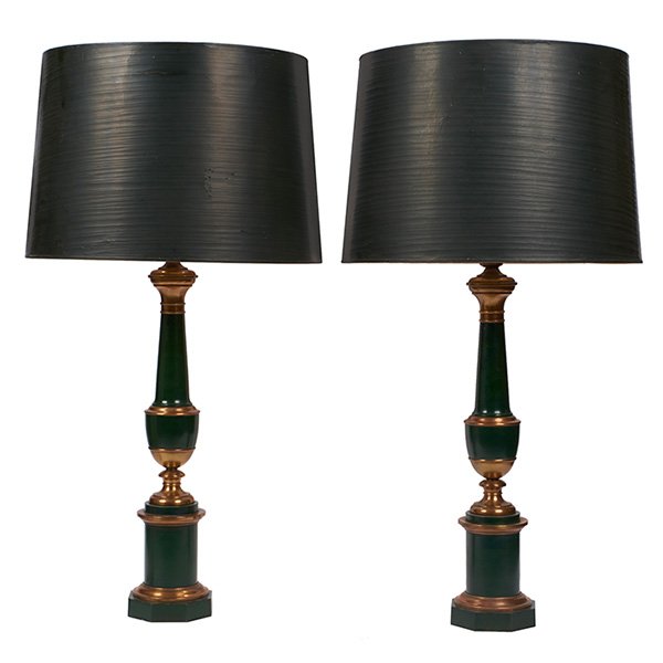 Continental tole table lamps, pair 17"dia x 32.5"h (1 of 1)
