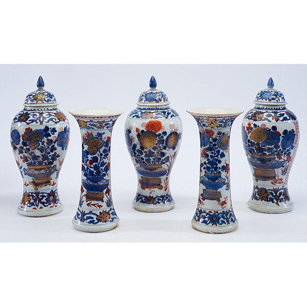 Chinese Export Imari garniture, set of five tallest: (1 of 1)