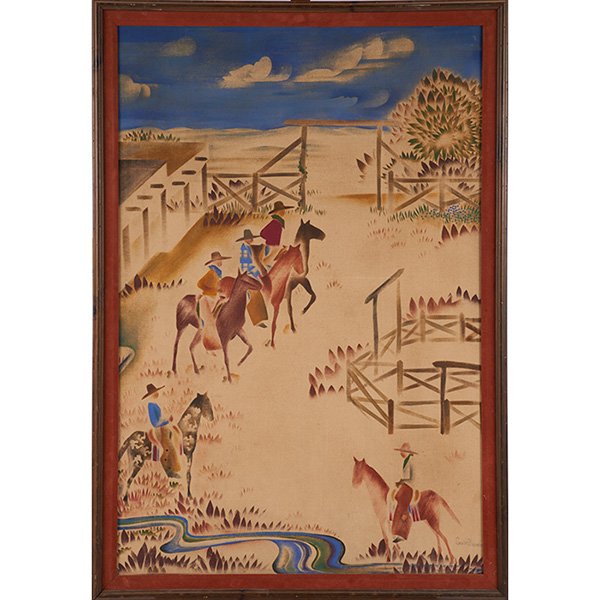 Louise Morris, (American, b. 1896), Dude Ranch, oil on (1 of 1)