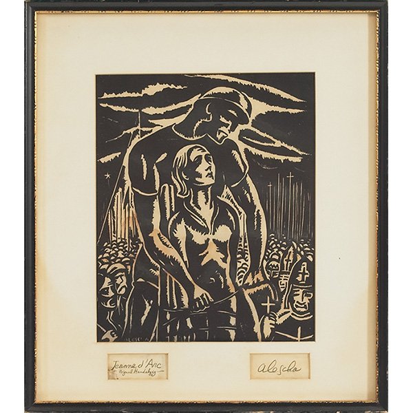 Theodor Allesch-Alescha, Jeanne d'Arc, woodcut, 11" x: Theodor Allesch-Alescha, Jeanne d'Arc, woodcut, 11" x 8.75"