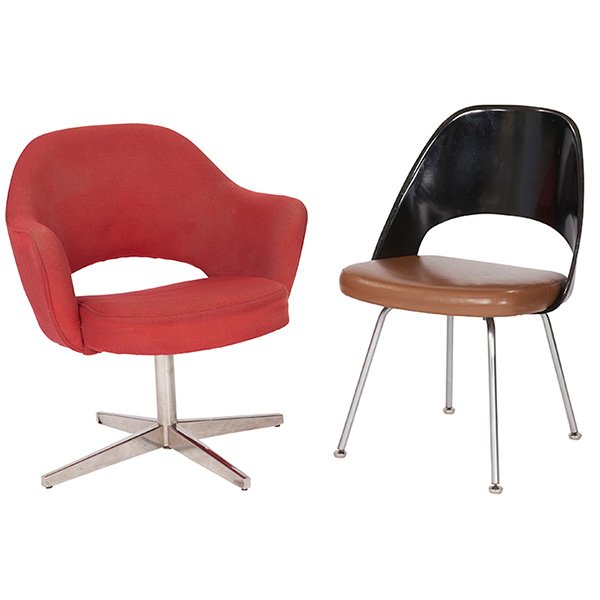 Eero Saarinen for Knoll chairs, two red: 27"w x 24"d x (1 of 1)