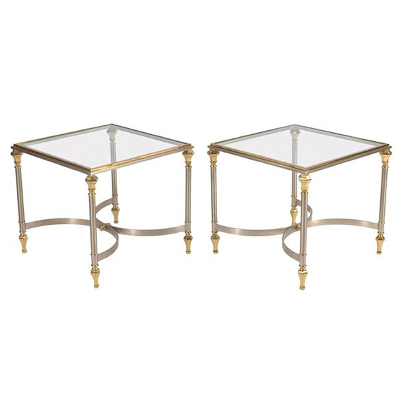 Maison Jansen style end tables, pair 19.5"sq x 17.5"h (1 of 1)