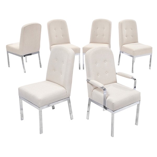 Milo Baughman dining chairs: armchair, five side chairs (1 of 1)