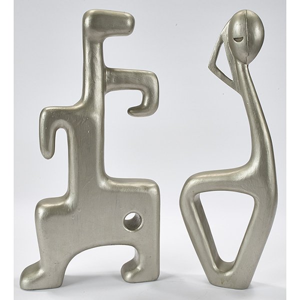 Artist Unknown figural sculptures, two larger: 8.25"w x (1 of 1)