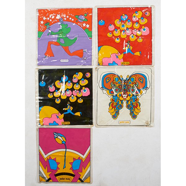 Peter Max (b. 1937) inflatable pillows, five 16" x 16" (1 of 1)