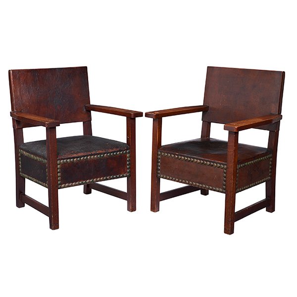 L & JG Stickley assembled pair of armchairs, #388 27"w (1 of 1)