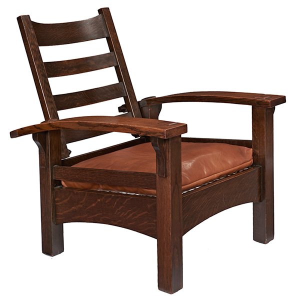 Gustav Stickley bow-arm Morris armchair, #2340 31.75"w (1 of 2)