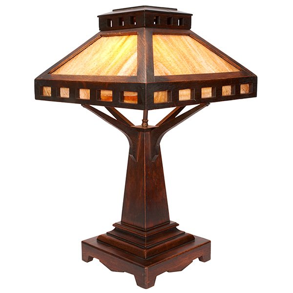 American Arts & Crafts table lamp 16"sq x 26.5"h (1 of 2)