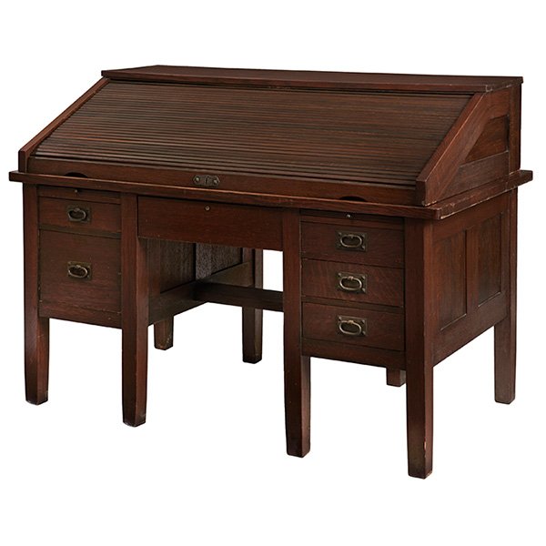 Gustav Stickley roll-top desk, #713 59"w x 32"d x 42"h (1 of 2)