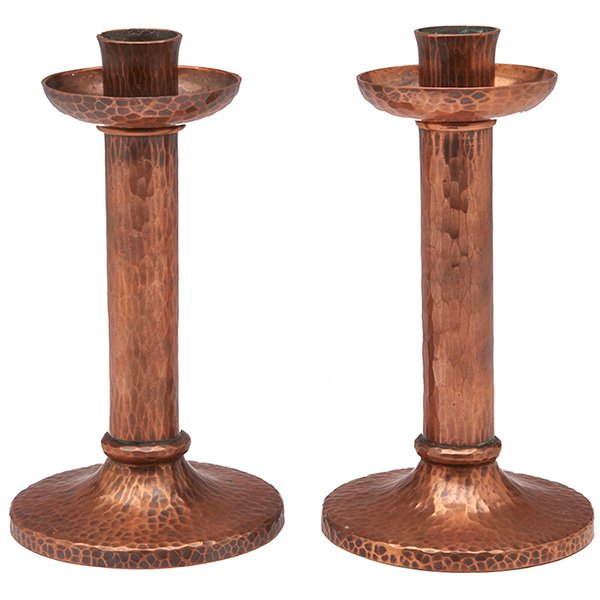 The Roycrofters candlesticks, pair 3.5"dia x 6.25"h (1 of 1)