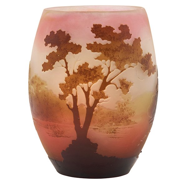 Emile Galle (1846-1904) Landscape cabinet vase 3"dia x (1 of 4)