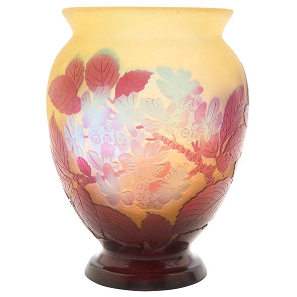 Emile Galle (1846-1904) Cherry Blossoms vase 4.25"dia x (1 of 4)