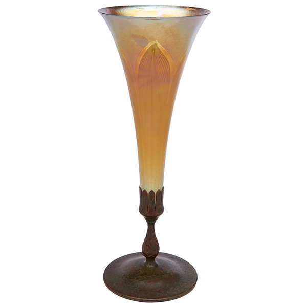 Tiffany Studios vase, #1043/36 5.5"dia x 14.5"h overall (1 of 8)