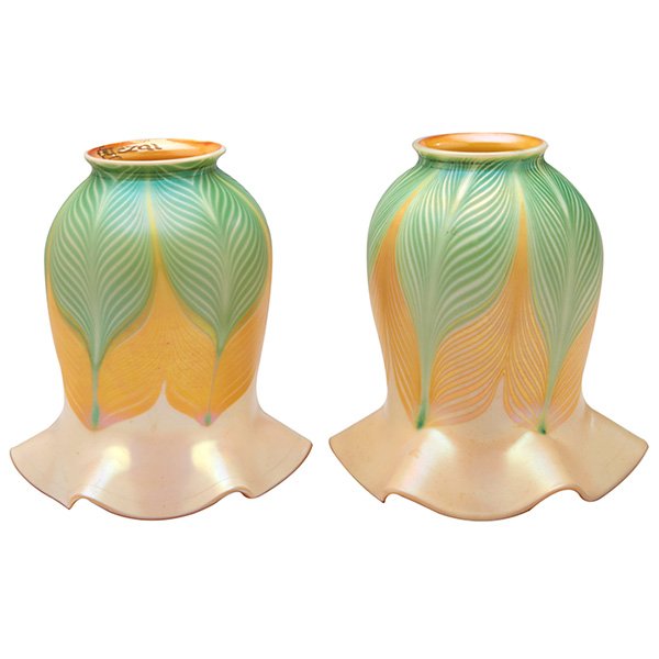 Quezal shades, pair 4.75"dia x 5.25"h (1 of 2)