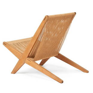 Poul Kjaerholm & Jorgen Hoj for Thorald Madsen Snedkeri: Poul Kjaerholm & Jorgen Hoj for Thorald Madsen Snedkeri, Snedkerier lounge chair, Denmark, 1952, pine, jute, unsigned, 20.25"w x 37"d x 28"h