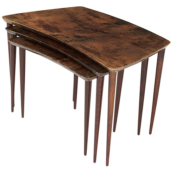 Aldo Tura nesting tables, three largest: 27"w x 15"d x (1 of 2)