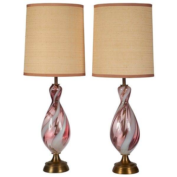 Murano table lamps, pair glass portion: 6.5"dia. x (1 of 1)