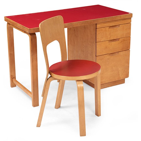 Alvar Aalto for Artek desk and chair desk: 39.5"w x (1 of 1)