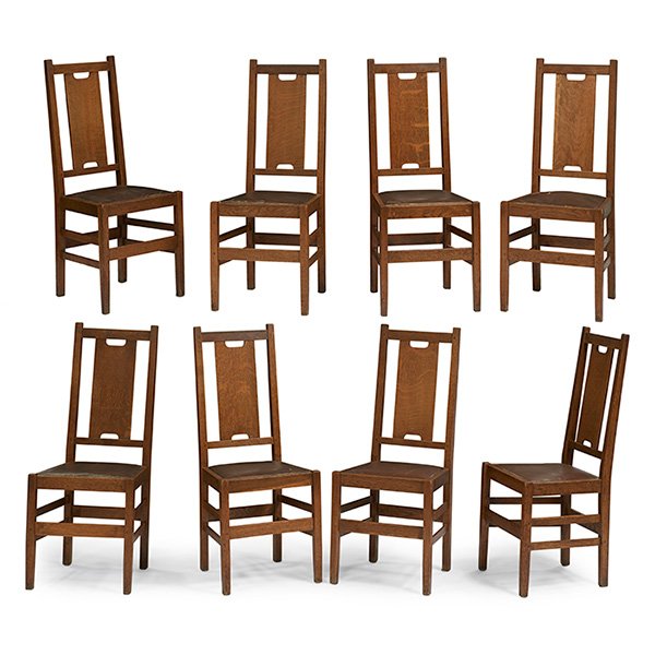 Gustav Stickley, H-back, dining chairs, #308, set of (1 of 1)