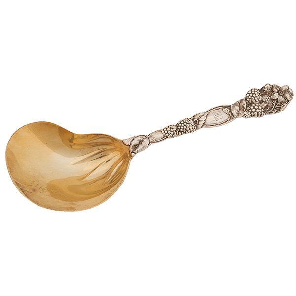 Tiffany & Co., Blackberry casserole spoon, New York,: Tiffany & Co., Blackberry casserole spoon, New York, NY, 1902-1907, sterling silver, silver-gilt, stamped marks, 9 3/8"l
