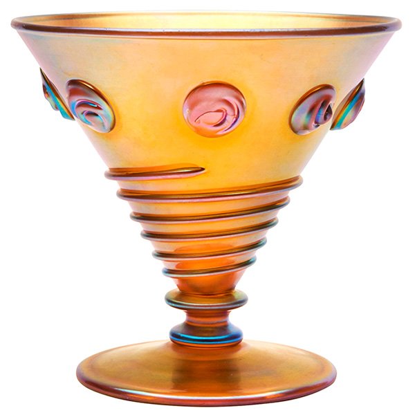 Steuben Glass Works, goblet, Corning, NY, gold Aurene (1 of 2)