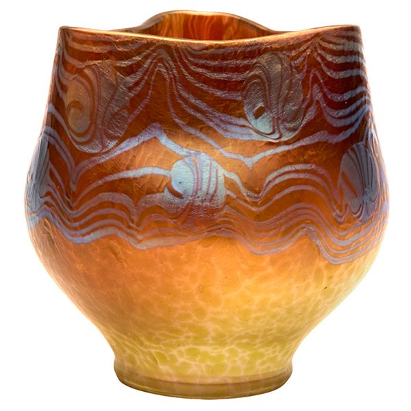 Loetz, Argus vase, Austria, decorated glass, signed, (1 of 3)